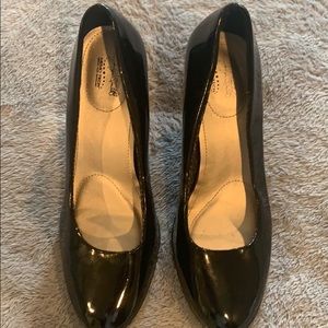 Black patent leather heels